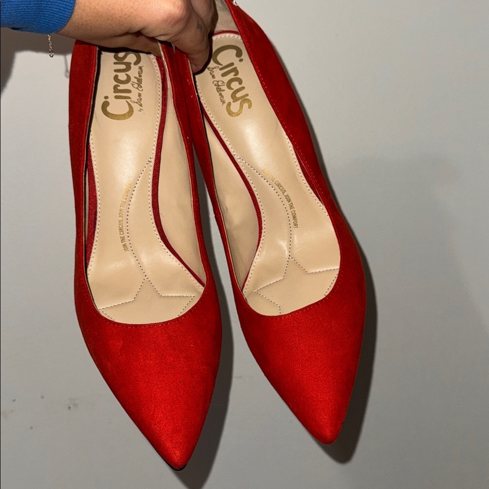 Heels Pumps Hazel Pointed Toe Pump In Frontier red faux Suede Sam Edelman - Picture 5 of 7